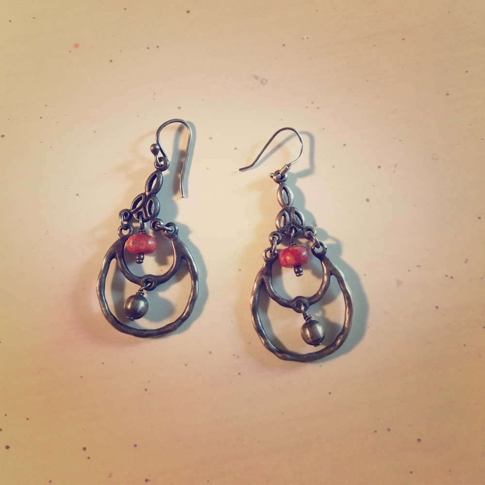 SILPADA STERLING/SPONGE CORAL EARRINGS